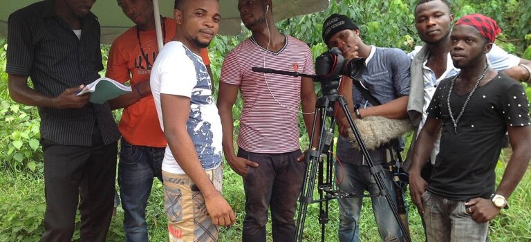 Nigeria creates Africa’s first international and profitable film industry Nollywood film crew at work in Awka